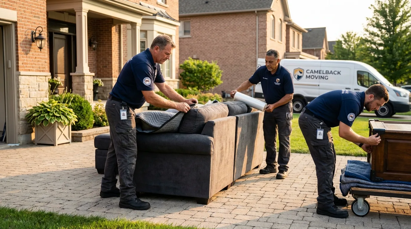 Large estate moving crew wrapping furniture in Ravenna, NE