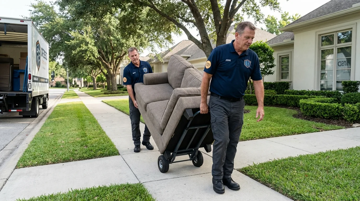 Local residential moving crew loading furniture in Ravenna, NE