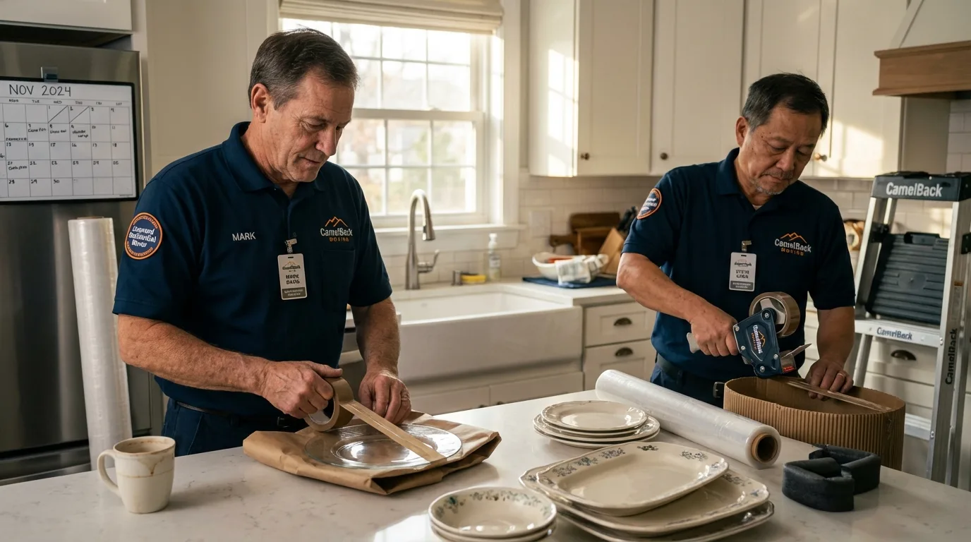 Professional crew packing kitchen dishware in Ravenna, NE